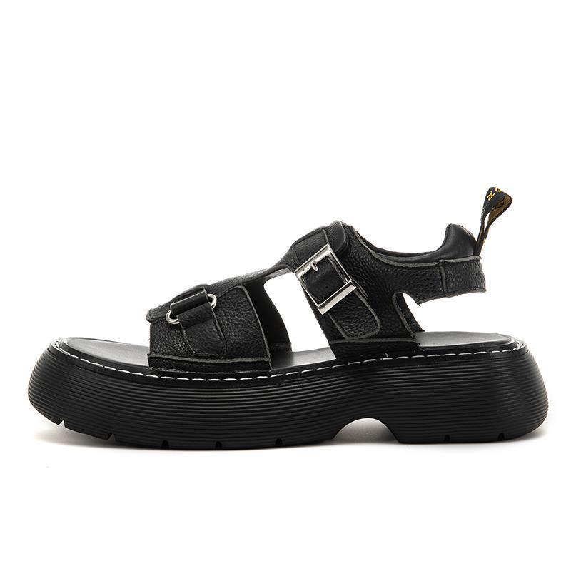 高档男士凉鞋夏季新款时尚真皮沙滩鞋男休闲运动鞋软底防滑凉拖鞋