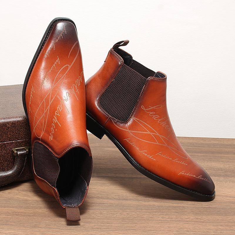 男鞋男士切尔西靴真皮内里短靴高帮秋冬皮靴时尚男士马丁靴牛皮鞋